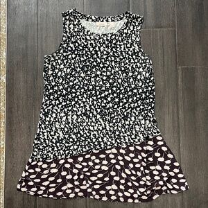 Sleeveless Black & White Printed Women's Top